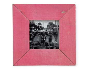 4x4 Upcycled Timber Photo Frame: Reclaimed Wood, Chippy Pink Paint