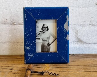 4x6 Reclaimed Timber Photo Frame: Royal Blue Shabby Chic