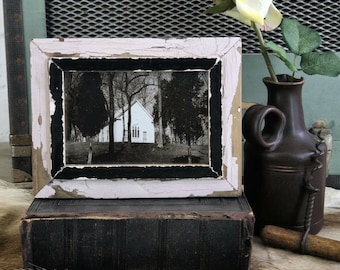 4x6 French industrial vintage photo frame. Made from authentic architectural salvage timber.