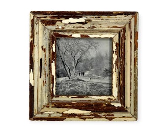 5x5 Chippy Paint Photo Frame: Reclaimed Wood, Shabby Chic style