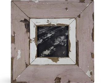 4x4 Shabby Chic Photo Frame: Reclaimed Wood, French Industrial Style