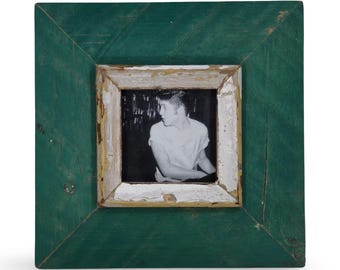4x4 Shabby Chic Photo Frame: Reclaimed Wood, French Industrial Style