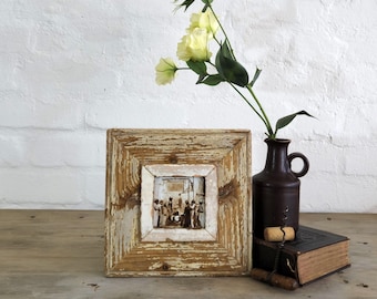 Cornice portafoto Shabby Chic 4x4: legno di recupero, stile industriale francese.