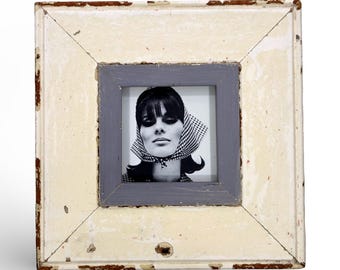 4x4 Shabby Chic Photo Frame: Reclaimed Wood, French Industrial Style