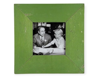 4x4 Upcycled Timber Photo Frame: Reclaimed Wood, Chippy Green Paint