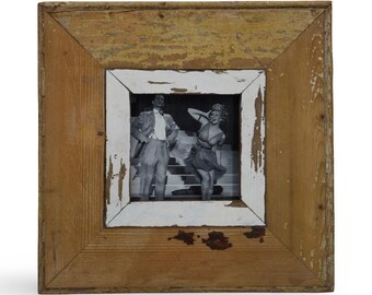 4x4 Shabby chic photo frame made from authentic reclaimed vintage ceiling board salvaged from a Victorian house.