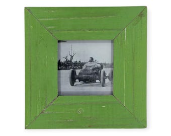 4x4 Upcycled Timber Photo Frame: Reclaimed Wood, Chippy Green Paint