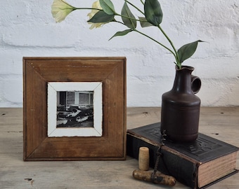 4x4 Shabby Chic Photo Frame: Reclaimed Wood, French Industrial Style