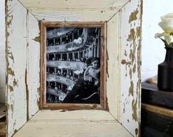 A4 Shabby chic frame made from authentic reclaimed Victorian era vintage architectural salvage.