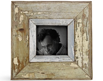 4x4 Shabby Chic Photo Frame: Reclaimed Wood, French Industrial Style