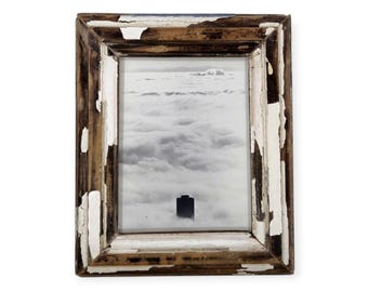 6x8 Shabby Chic Photo Frame: Reclaimed Wood, Cream Enamel - Luna Designs