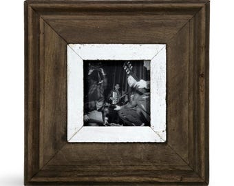 4x4 Shabby Chic Photo Frame: Reclaimed Wood, French Industrial Style