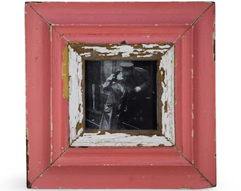 4x4 Shabby Chic Photo Frame: Reclaimed Wood, French Industrial Style