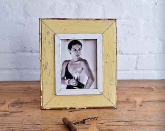 6x8 Rustic Reclaimed Wood Photo Frame: Pale Yellow Vintage style