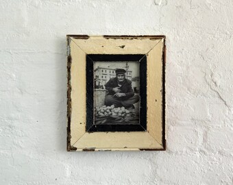 6x8 Shabby Chic photo frame. Made from authentic architectural salvage, multiple layers of paint and an beautiful patina on this piece.