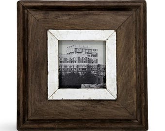 4x4 Shabby Chic Photo Frame: Reclaimed Wood, French Industrial Style