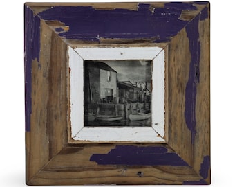 4x4 Shabby Chic Photo Frame: Reclaimed Wood, French Industrial Style