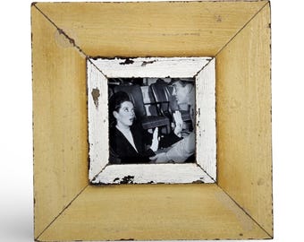 4x4 Shabby Chic Photo Frame: Reclaimed Wood, French Industrial Style