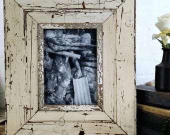 A4 Shabby chic frame made from authentic reclaimed Victorian era vintage architectural salvage.
