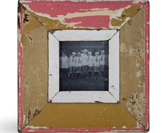 4x4 Shabby Chic Photo Frame: Reclaimed Wood, French Industrial Style