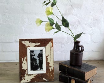 4x6 French industrial vintage photo frame. Made from authentic architectural salvage timber.