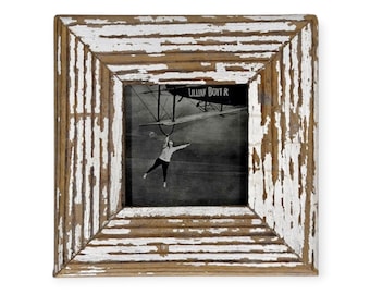 4x4 Upcycled Timber Photo Frame: Reclaimed Wood, Chippy Paint