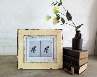 8x10 Upcycled French Country Photo Frame: Reclaimed Wood, Botanical Print