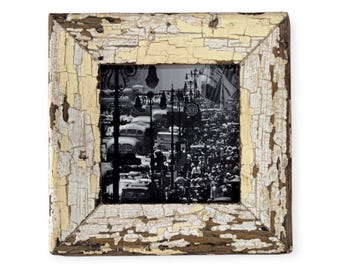 6x6 Chippy Paint Photo Frame: Reclaimed Wood, Shabby Chic Decor