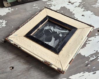 Shabby Chic Photo Frame: Reclaimed Wood, French Industrial Decor (6x6)
