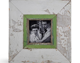 4x4 Shabby Chic Photo Frame: Reclaimed Wood, French Industrial Style