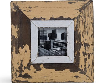 4x4 Shabby Chic Photo Frame: Reclaimed Wood, French Industrial Style