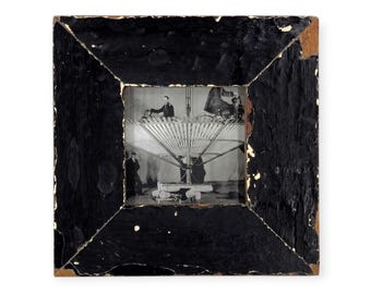 4x4 Upcycled Timber Photo Frame: Reclaimed Wood, Chippy Black Paint