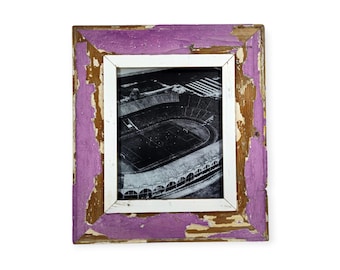 Rustic 8x10 Photo Frame: Reclaimed Wood, Lilac & White Inset