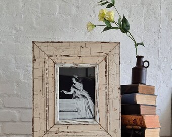 A4 Shabby chic frame made from authentic reclaimed Victorian era vintage architectural salvage.