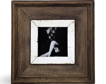 4x4 Shabby Chic Photo Frame: Reclaimed Wood, French Industrial Style