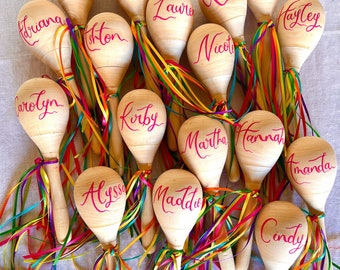 Maracas de madera pintadas a mano a medida - caligrafía, letras a mano, bodas, eventos - ¡MENSAJE ANTES DE ORDENAR!