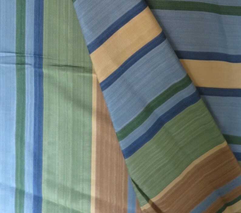 French Classic Upholstery fabric remnant/Blue green brown stripes/ Moire fabric/Canovas fabric/I,5 yardsx50width/sewing projects image 2