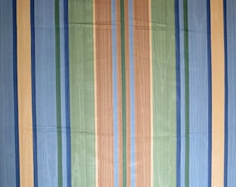 French Classic Upholstery fabric remnant/Blue green brown stripes/ Moire fabric/Canovas fabric/I,5 yardsx50"width/sewing projects