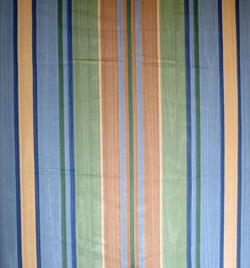 French Classic Upholstery fabric remnant/Blue green brown stripes/ Moire fabric/Canovas fabric/I,5 yardsx50width/sewing projects image 1