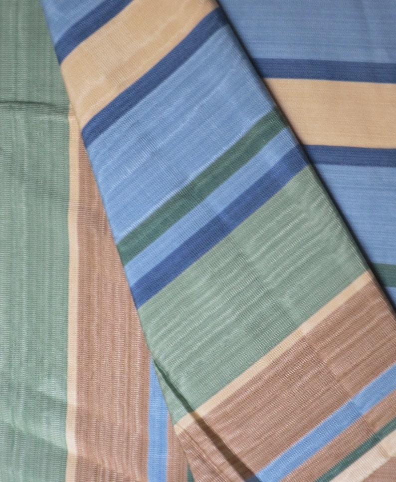 French Classic Upholstery fabric remnant/Blue green brown stripes/ Moire fabric/Canovas fabric/I,5 yardsx50width/sewing projects image 5