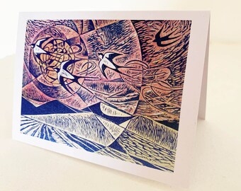 Tormenta codificada - Tarjeta de felicitación en blanco - Golondrinas saharauis