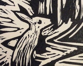 Original impreso a mano Lino-corte - Fiver