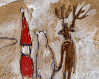 Tormenta codificada: paquete de 6 tarjetas de felicitación navideñas: Papá Noel, Renny y el oso ártico