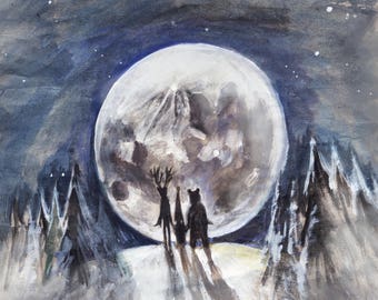 Coded Storm - Pack de 3 tarjetas de felicitación navideñas - Papá Noel, Renny y el oso ártico ven la superluna