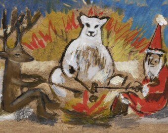 Tormenta codificada - Paquete de 3 tarjetas de felicitación de Navidad - Papá Noel, Renny y el Oso ártico Tostadas Marshmallows