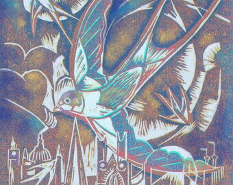 Tormenta codificada - Grande - Tarjeta de felicitación - Golondrina de verano