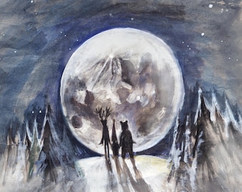 Tormenta codificada - Tarjeta de felicitación - Padre Navidad, Renny y el oso ártico ver la supermonía