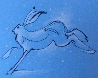 Tormenta codificada - Tarjeta de felicitación navideña - Liebre de raquetas de nieve