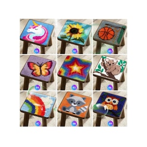 Latch Hook Kits for Kids,DIY Rug Crafts Pattern Color Printed Canvas for Beginners Children Christmas Gift for Home Decor,12&quot;x12&quot;