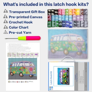 DIY-tapijtsets met haaknaald, tapijt maken, kleurbedrukt tapijt, gehaakt tapijtgaren borduurgaren voor festival afbeelding 8